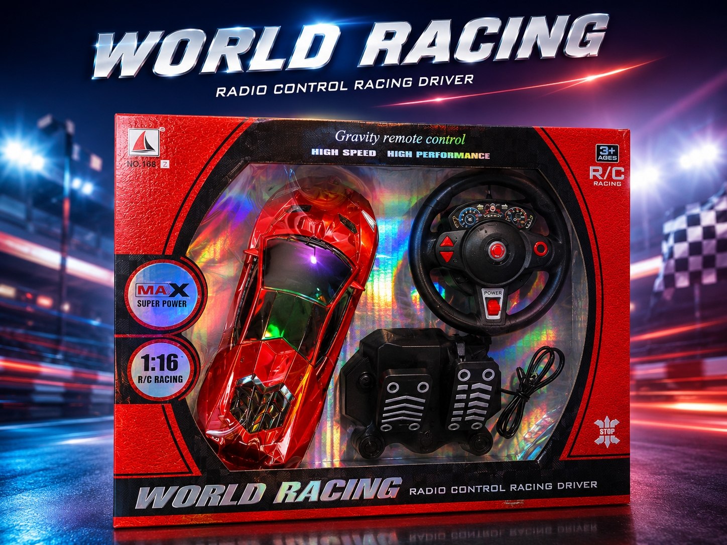 ماشین کنترلی فرمانی مدل world racing به همراه پدال پا