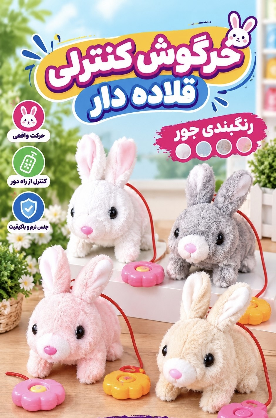 خرگوش کنترلی قلاده دار با رنگبندی عالی/جنس نرم و عالی